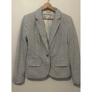 Women's Merona Gray Speckled Classy Preppy Work Career Jacket Blazer Size 8